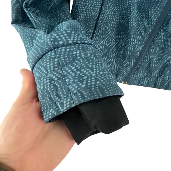 Columbia Women's M Teal Patterned Weatherproof Jacket Hooded Asymmetrical Zip - Picture 5 of 10